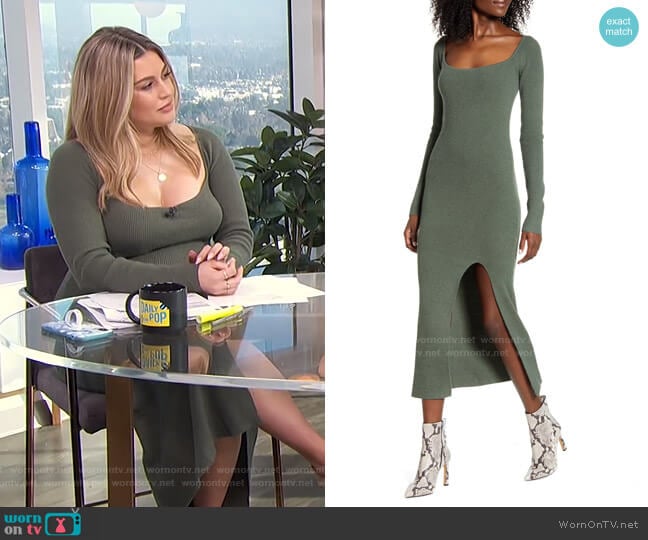 Leith Square Neck Long Sleeve Sweater Dress worn by Carissa Loethen Culiner on E! News