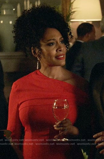 Lola’s red one-shoulder dress on All Rise
