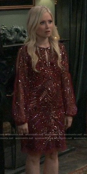 Lulu’s red sequin keyhole dress on General Hospital