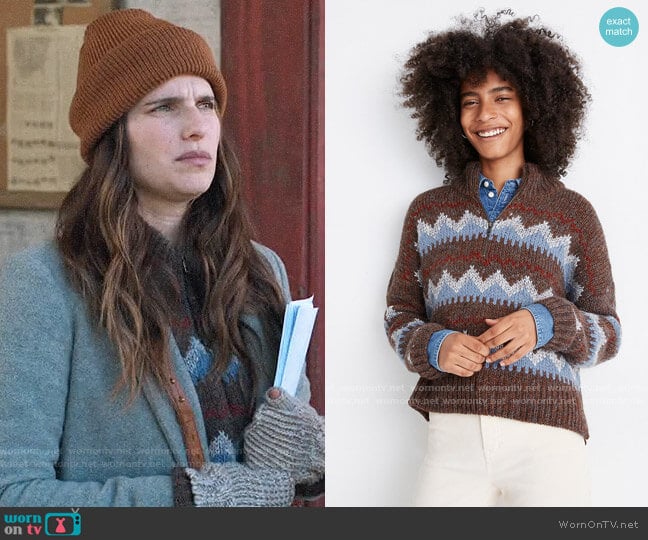 Madewell Stowe Fair Isle Half-Zip Sweater worn by Rio (Lake Bell) on Bless This Mess