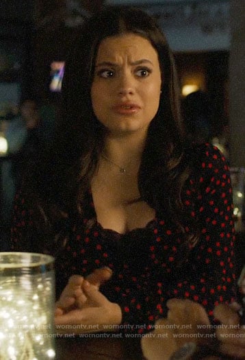 Maggie’s black and red polka dot top on Charmed