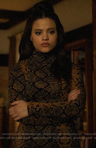 Maggie’s yellow snake print top on Charmed