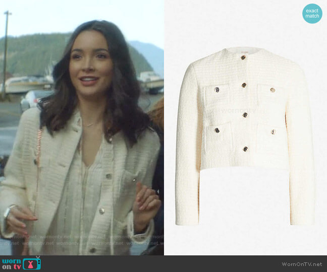 Maje Violi Tweed JAcket worn by Bess (Maddison Jaizani) on Nancy Drew