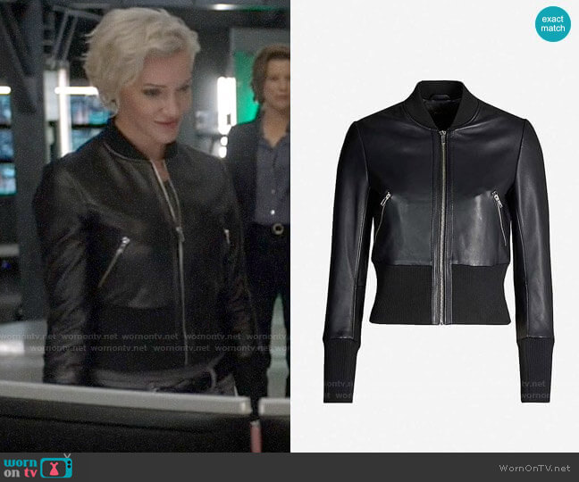 Maje Blotine Leather Jacket worn by Laurel Lance (Katie Cassidy) on Arrow
