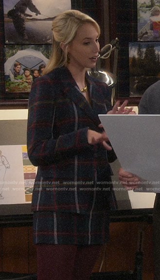 Mandy’s plaid blazer and skirt set on Last Man Standing