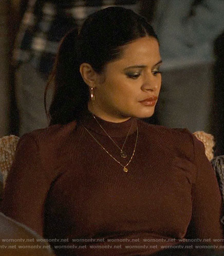 Mel’s ribbed mock neck top on Charmed