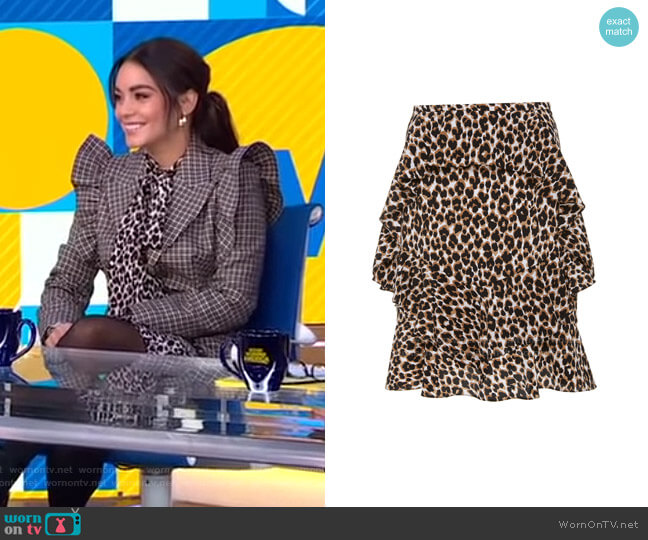 Michael Kors Leopard Silk Tiered Cascade Ruffle Skirt