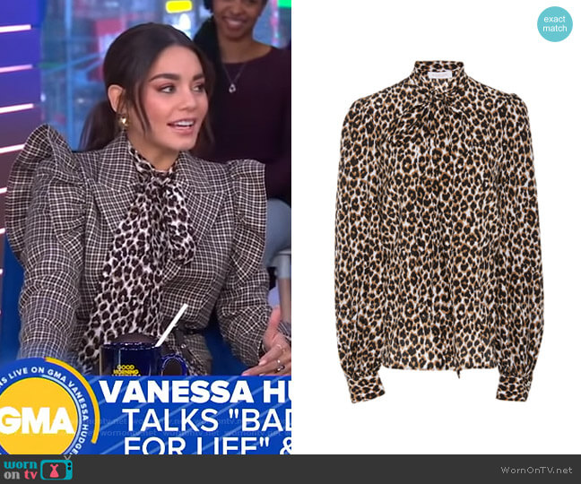 Michael Kors Leopard Silk Bow Blouse