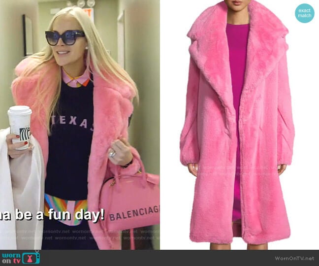 Milly Riley Long Faux-Fur Coat worn by Kameron Westcott on The Real Housewives of Dallas