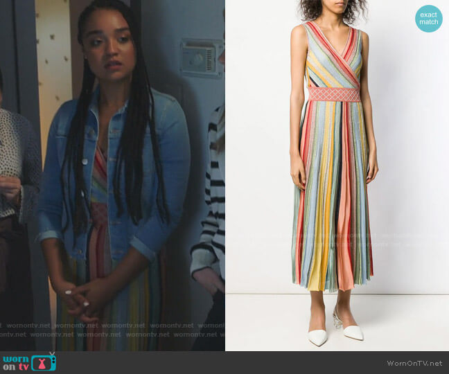 Missoni Striped Pleated Dress worn by Kat Edison (Aisha Dee) on The Bold Type