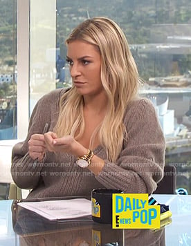Morgan’s v-neck sweater on E! News Daily Pop