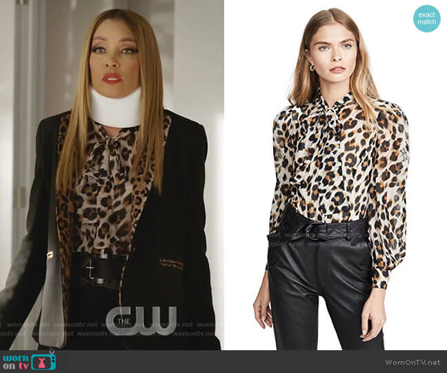 Boutique Moschino Leopard Blouse worn by Dominique Deveraux (Michael Michele) on Dynasty