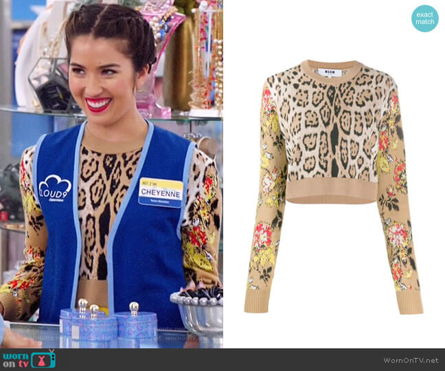 MSGM Leopard Print Cropped Sweater worn by Cheyenne (Nichole Bloom) on Superstore