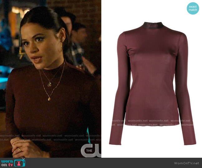 Nanushka Elina Top in Berry worn by Mel Vera (Melonie Diaz) on Charmed