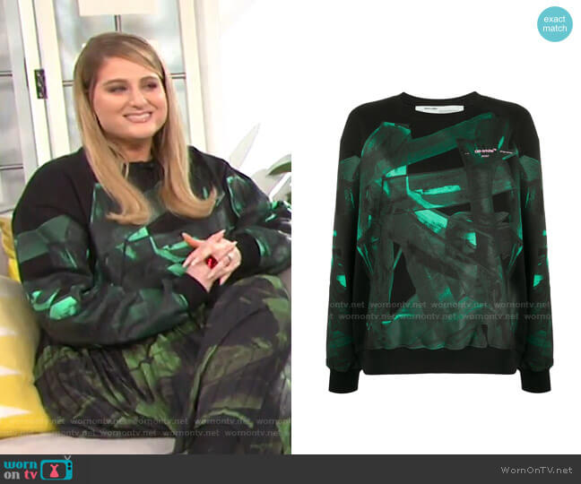 Off-White Green Brush Oversize Crew Neck Sweatshirt