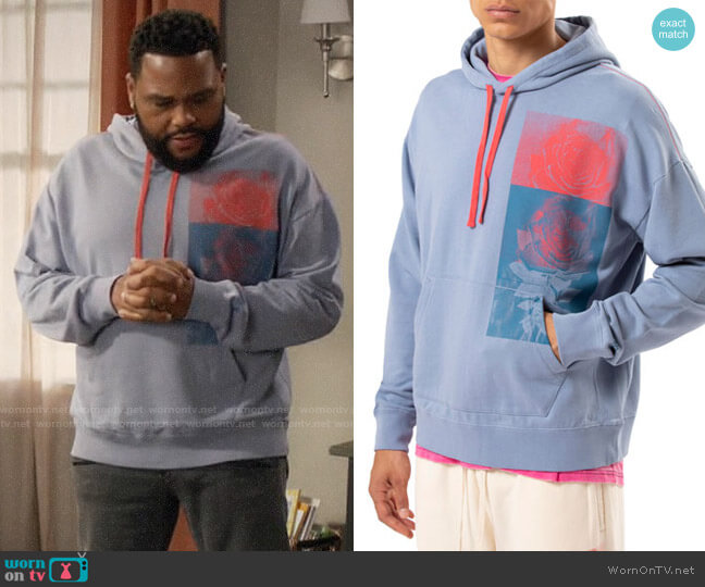 Ovadia Rose-Print Pullover Hoodie worn by Andre Johnson (Anthony Anderson) on Black-ish