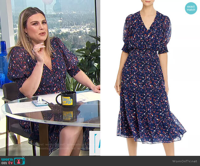 Parker Midnight Guava Smocked Waist Midi Dress worn by Carissa Loethen Culiner on E! News