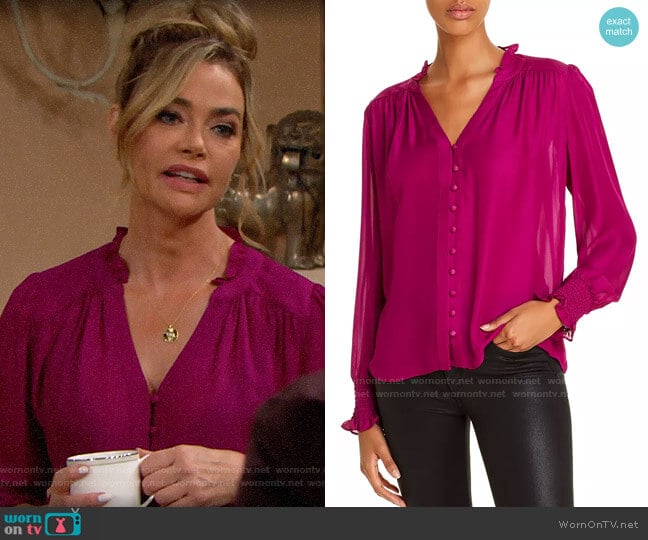 Parker Daniella Blouse in Boysenberry worn by Shauna Fulton (Denise Richards) on The Bold and the Beautiful