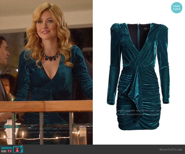 PatBO Velvet Ruched Mini Dress worn by Mia Smoak (Katherine McNamara) on Arrow