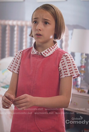 Sophie’s pink heart pocket dress on Single Parents