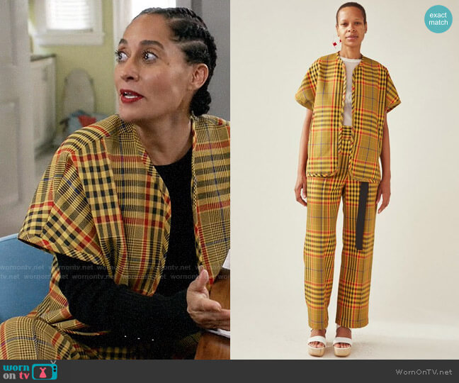 Rachel Comey Level Jacket in Bottiglia Plaid worn by Rainbow Johnson (Tracee Ellis Ross) on Black-ish