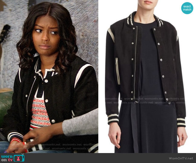 Rag & Bone Baela Varsity Jacket worn by Ali Finer (Javicia Leslie) on God Friended Me