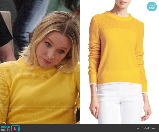 Rag & Bone Yorke Sweater in Yellow worn by Eleanor Shellstrop (Kristen Bell) on The Good Place