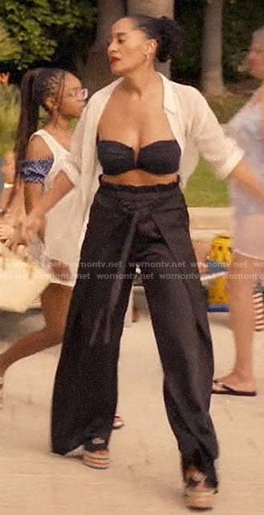 Rainbow’s black bikini and tie waist pants on Black-ish
