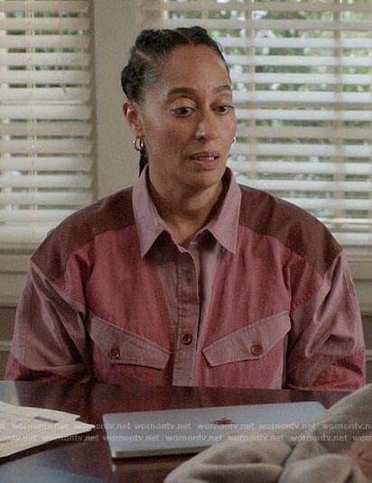 Rainbow’s pink colorblock jumpsuit on Black-ish