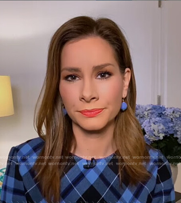 Rebecca Jarvis’s blue plaid midi dress on Good Morning America