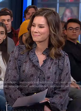 Rebecca’s printed ruffle blouse on Good Morning America