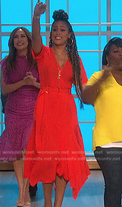 Eve’s red midi dress on The Talk