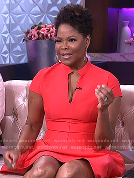 Angela Robinson’s red fit and flare dress on The Real