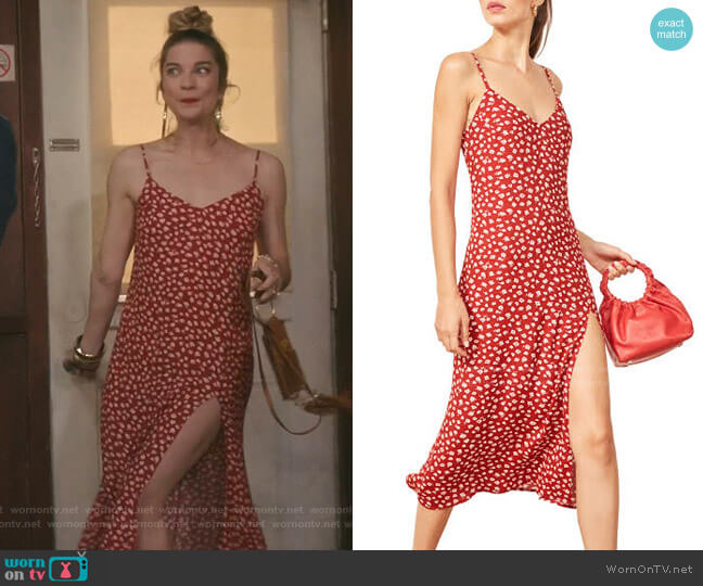 Reformation Crimini Slipdress worn by Alexis Rose (Annie Murphy) on Schitts Creek