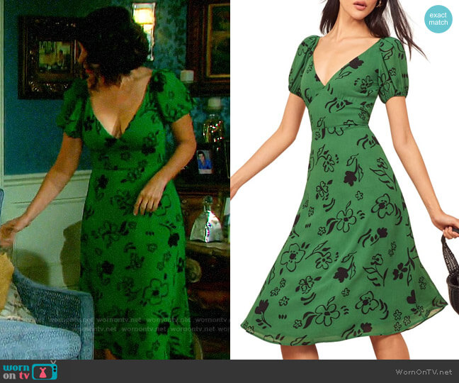 Reformation Kacey Dress in Carrie Print worn by Summer Townsend (Marie Wilson) on Days of our Lives