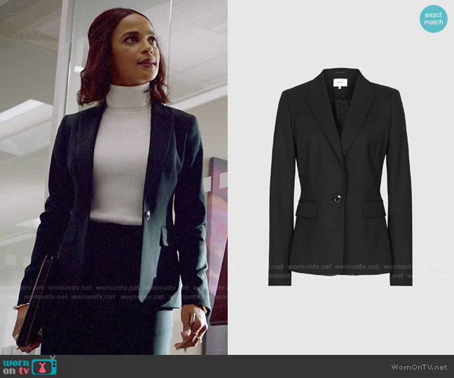 Reiss Hartley Cropped Jacket worn by Edie Palmer (Megalyn Echikunwoke) on Almost Family