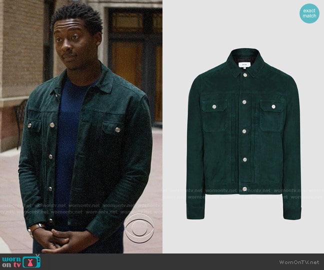 Reiss Scott Teal Suede Western Jacket worn by Miles Finer (Brandon Micheal Hall) on God Friended Me