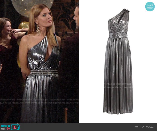 Retrofete Andrea Metallic Maxi Dress worn by Phyllis Summers (Michelle Stafford) on The Young and the Restless
