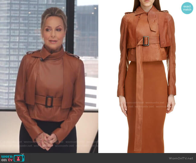 Rick Owens Crop Leather Jacket worn by Jacqueline (Melora Hardin) on The Bold Type