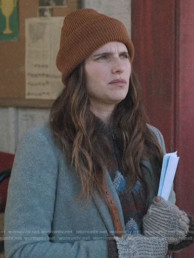 Rio’s brown printed zip sweater on Bless This Mess