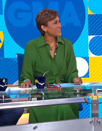 Robin’s green tie waist shirtdress on Good Morning America