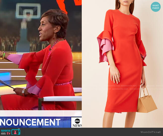 Roksanda Ronda Two-Tone Crepe Midi Dress worn by Robin Roberts on Good Morning America