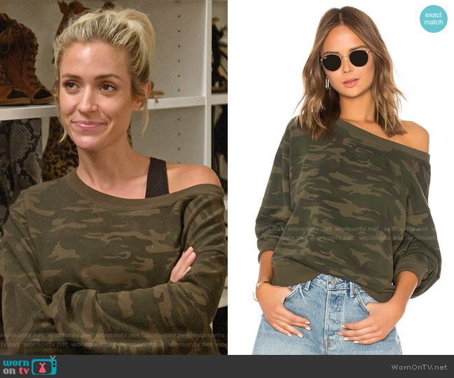 Sanctuary Nolita Sweatshirt in Mother Nature Camo worn by Kristin Cavallari on Very Cavallari