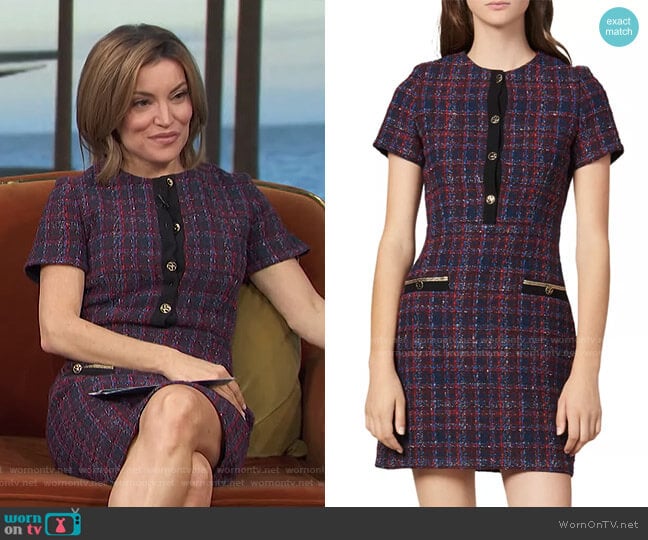 Sandro Chela Tweed Mini Dress worn by Kit Hoover on Access Hollywood