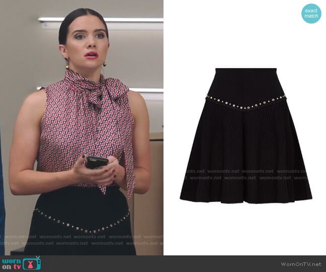 Sandro Oria Stud Detail Knit Miniskirt worn by Jane Sloan (Katie Stevens) on The Bold Type