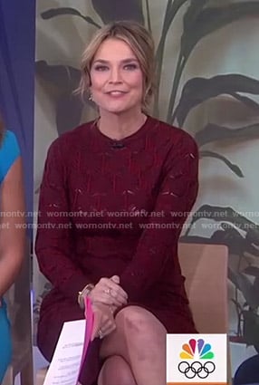 Savannah’s red crochet knit dress on Today