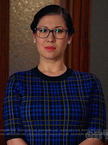 Sherri’s blue plaid dress on All Rise