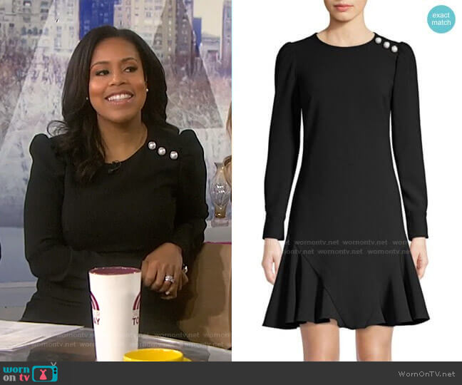 Shoshanna Dara Faux-Pearl Embellished Flare Dress worn by Sheinelle Jones on Today