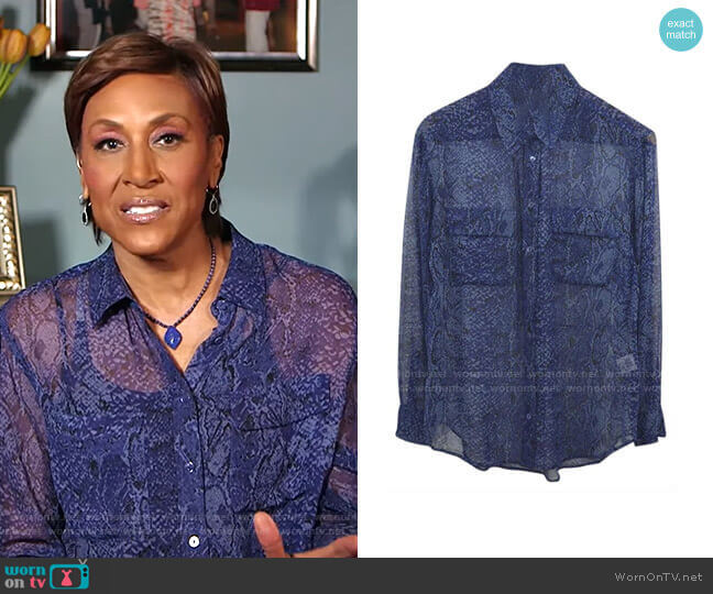 Equipment Snakeskin Print Shirt worn by Robin Roberts on Good Morning America
