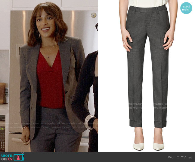 Suistudio Robin Cuff Wool Trousers in Grey worn by Edie Palmer (Megalyn Echikunwoke) on Almost Family